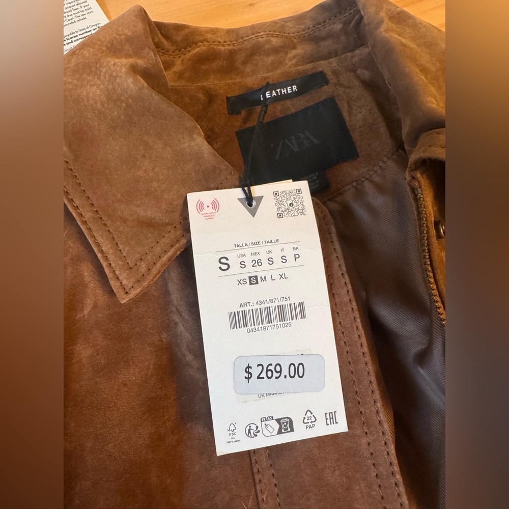 Viral Zara 100% Suede Bomber Jacket - Picture 5 of 7